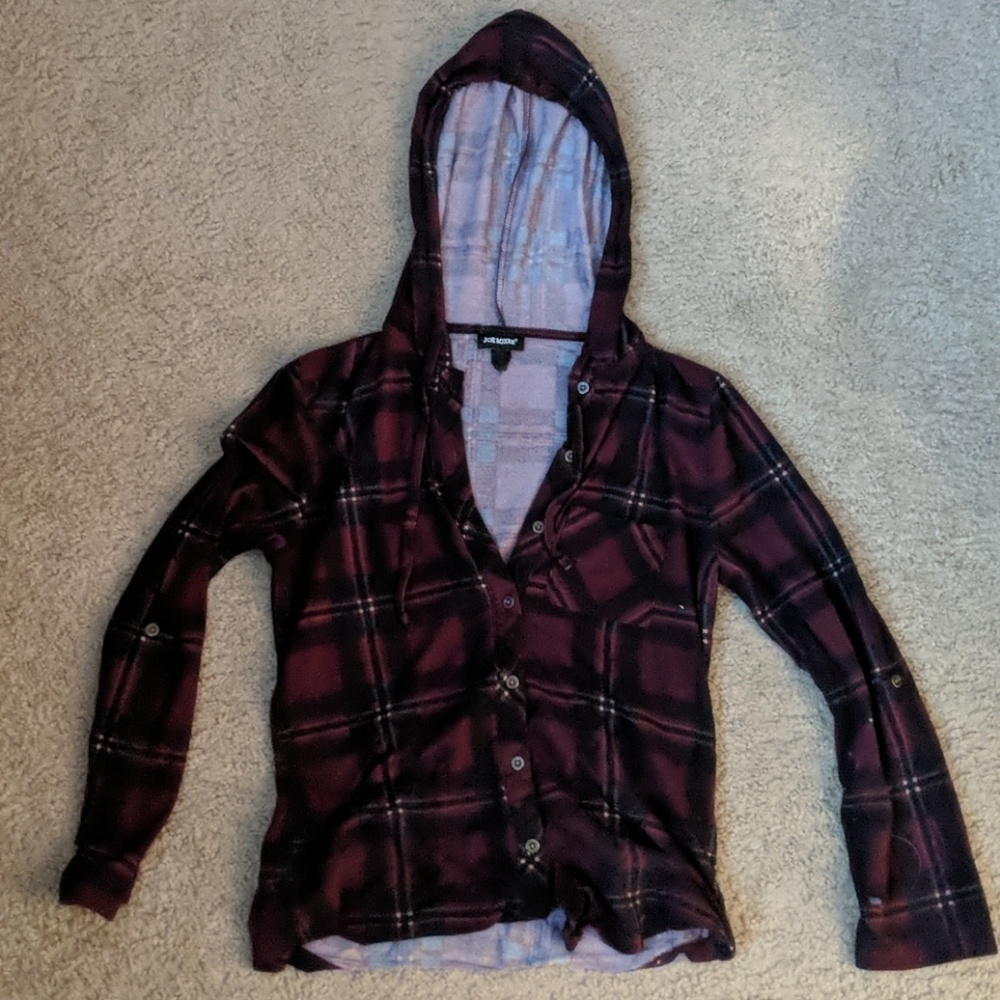 Flannel shirt with hood